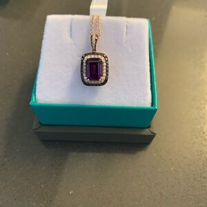 Effy 14k Rose Gold, Amethyst, Diamond and Black Diamond Pendant Necklace